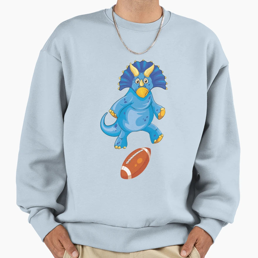 Dinosaur Playing Rugby Funny Good Sweatshirt - Trendy Graphic Unisex - T-Shirt, Sweatshirt, Hoodie
