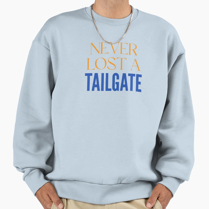 Never Lost Tailgate Fun Orange Blue Sweatshirt - Graphic Print Unisex - T-Shirt, Sweatshirt, Hoodie
