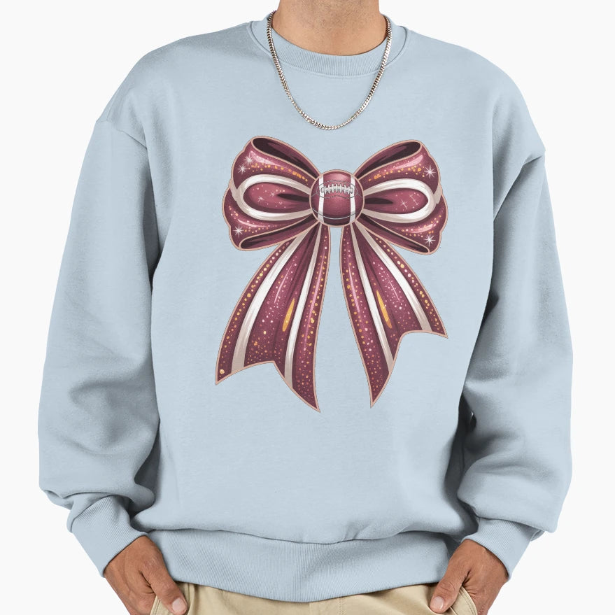 Coquette Bow Cheer American Football Sweatshirt - Graphic Print Unisex - T-Shirt, Sweatshirt, Hoodie