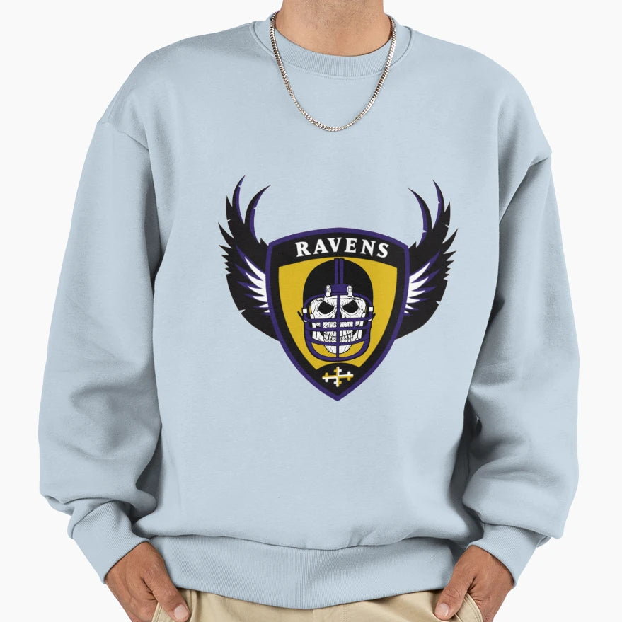 Ravens Skull Sweatshirt - Unique Graphic Men Women - T-Shirt, Sweatshirt, Hoodie