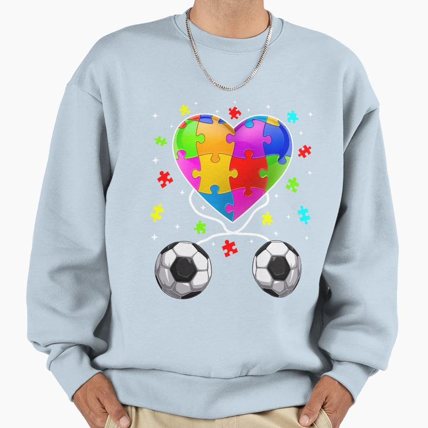 Amazing Soccer Heart Autism Awareness Sweatshirt - Minimalist Print Unisex - T-Shirt, Sweatshirt, Hoodie