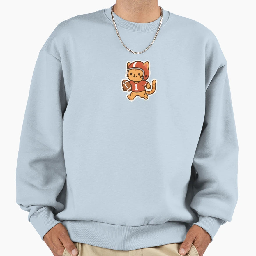 Football Cat Sports Kitty Sweatshirt - Fun Novelty Design Unisex - T-Shirt, Sweatshirt, Hoodie
