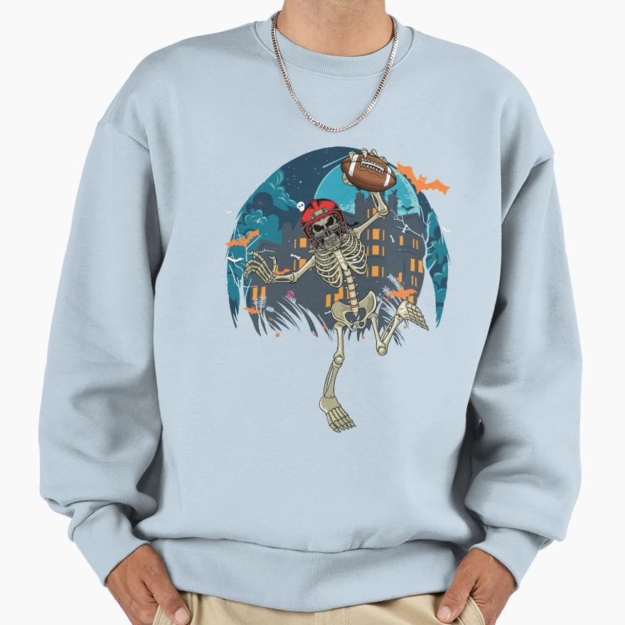 American Football Skeleton Halloween Sweatshirt - Aesthetic Graphic Unisex - T-Shirt, Sweatshirt, Hoodie