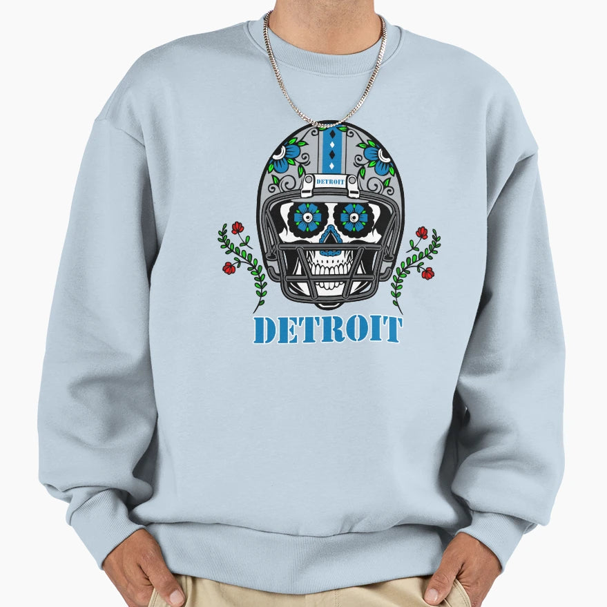 Detroit Football Helmet Sugar Sweatshirt - Fun Novelty Design for Adults - T-Shirt, Sweatshirt, Hoodie