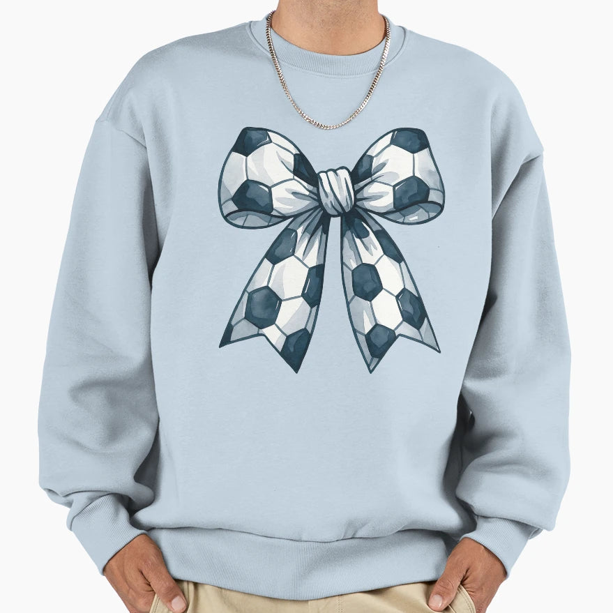 Soccer Ball Patterned Bow Athletic Sweatshirt - Graphic Print for Adults - T-Shirt, Sweatshirt, Hoodie