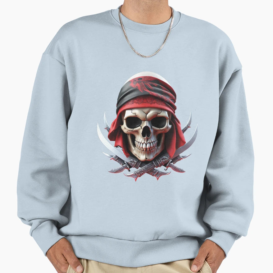 Skull Red Head Bandana Sweatshirt - Fun Novelty Design Men Women - T-Shirt, Sweatshirt, Hoodie