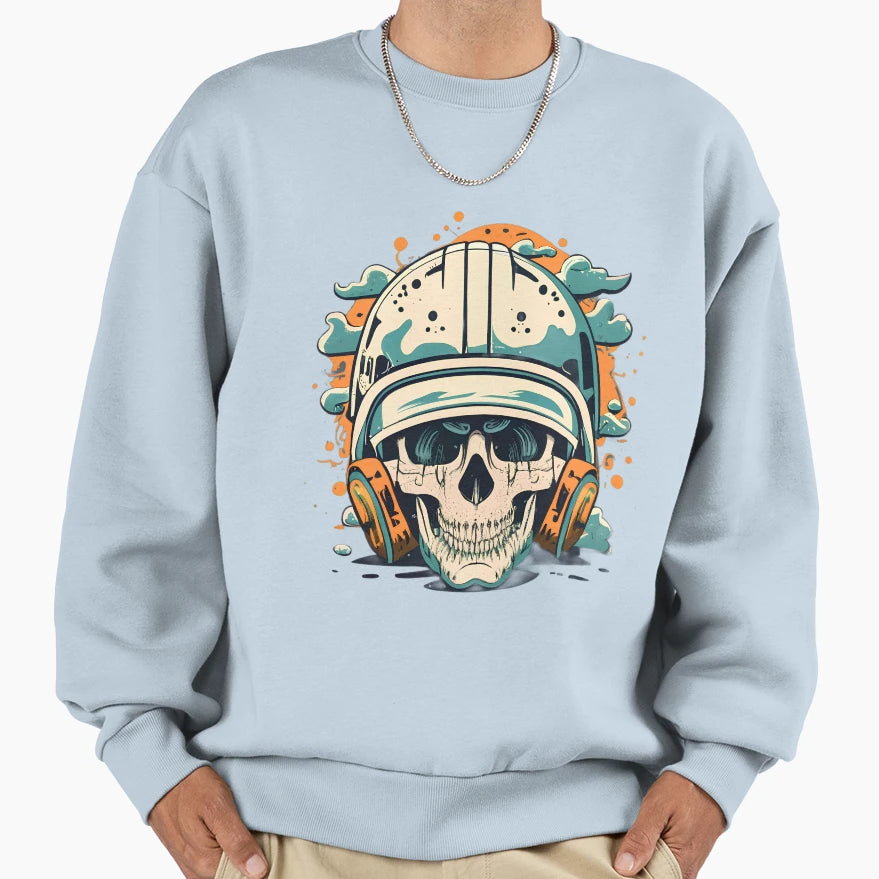 Helmet Skull Sweatshirt - Custom Art Print for Adults - T-Shirt, Sweatshirt, Hoodie