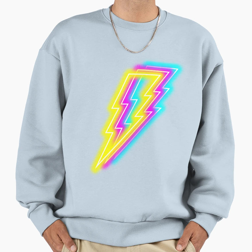 Neon Lightning Bolt Sweatshirt - Graphic Print Unisex - T-Shirt, Sweatshirt, Hoodie