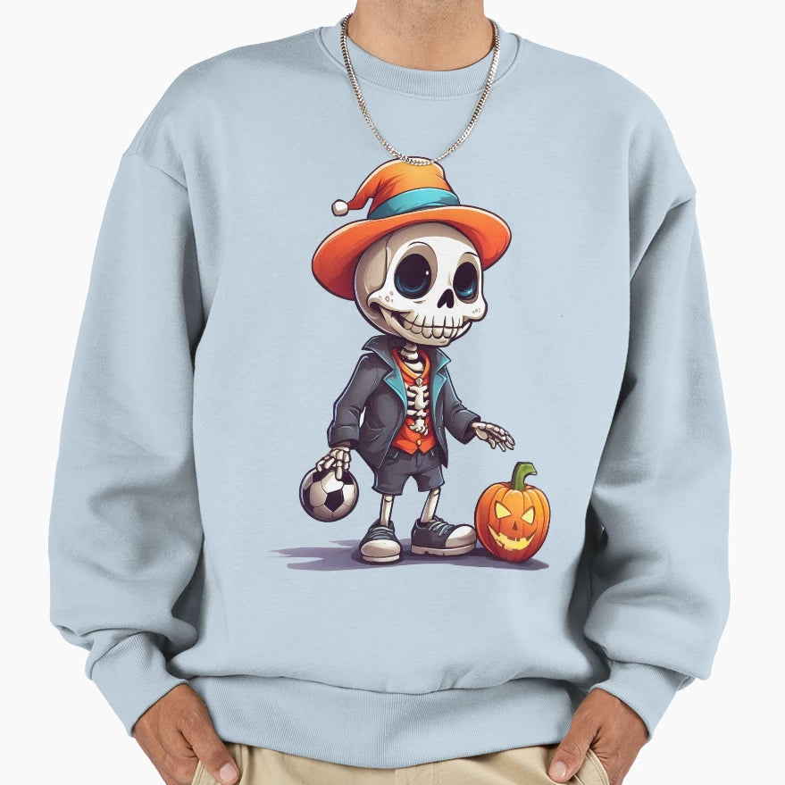 Skull Celebrating Halloween Sweatshirt - Casual Everyday Wear Men Women - T-Shirt, Sweatshirt, Hoodie