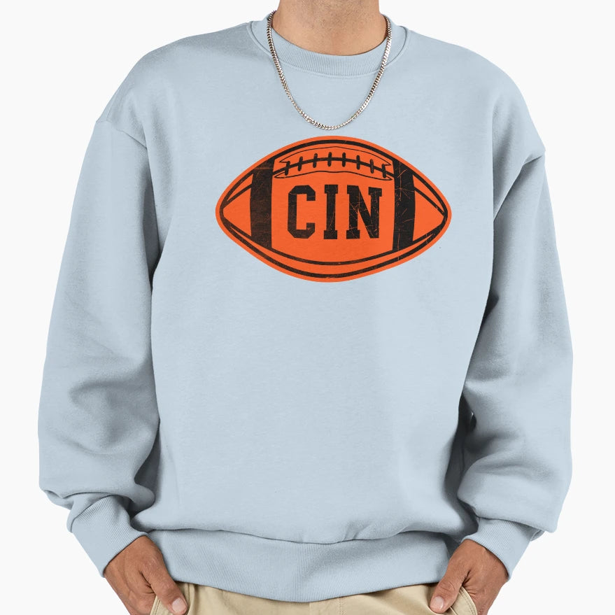 Cincinnati Throwback Football Sweatshirt - Novelty Apparel Men Women - T-Shirt, Sweatshirt, Hoodie