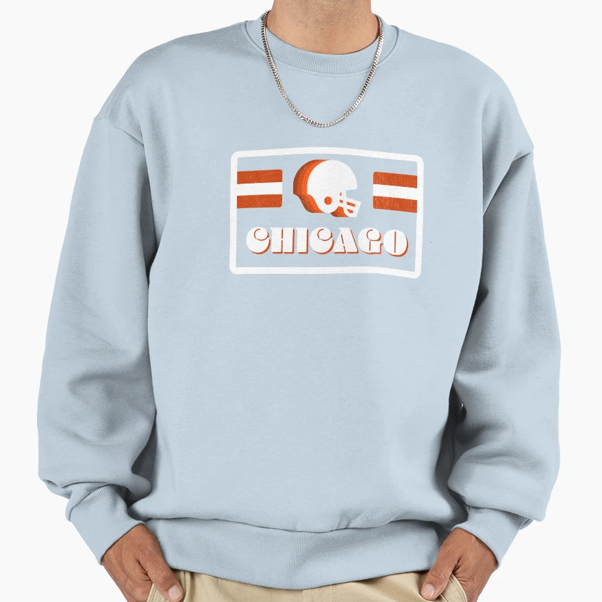 70S Old School Chicago Football Sweatshirt - Minimalist Print Unisex - T-Shirt, Sweatshirt, Hoodie