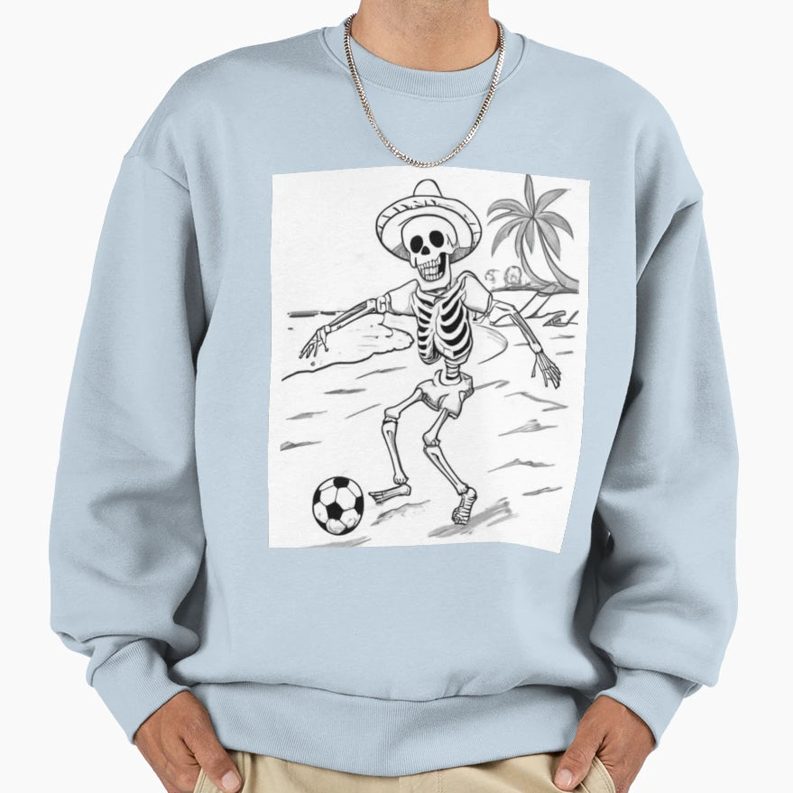 Skeleton Playing Football Sweatshirt - Graphic Print Unisex - T-Shirt, Sweatshirt, Hoodie
