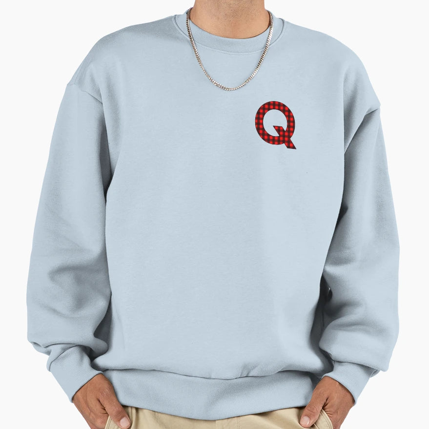 Letter Q Monogram Red And Black Sweatshirt - Fun Novelty Design Men Women - T-Shirt, Sweatshirt, Hoodie