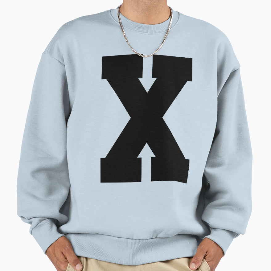 Alphabet Black X Sports Letter X Sweatshirt - Trendy Graphic for Adults - T-Shirt, Sweatshirt, Hoodie
