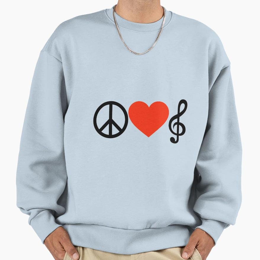 Peace Love Music Sweatshirt - Novelty Apparel Men Women - T-Shirt, Sweatshirt, Hoodie