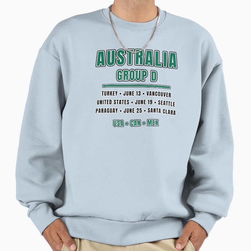 Australia Football Fixtures Group D T-Shirt - Novelty Apparel Men Women - T-Shirt, Sweatshirt, Hoodie
