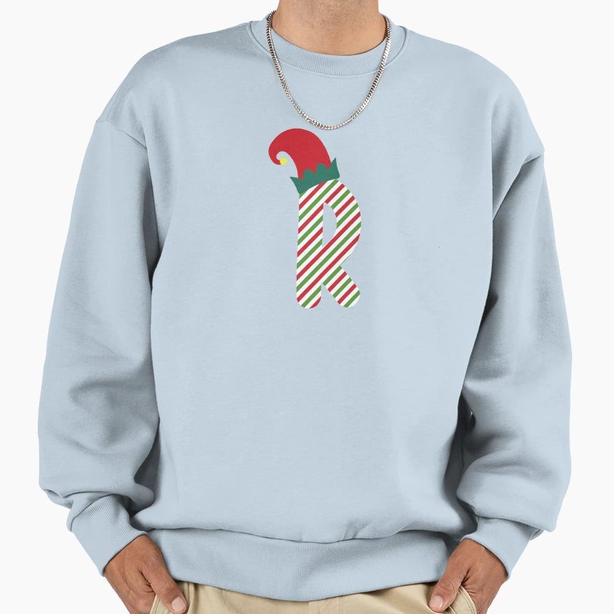 Elf Monogram Font R Sweatshirt - Fun Novelty Design for Adults - T-Shirt, Sweatshirt, Hoodie