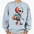 Cartoon Skull Playing Soccer Sweatshirt - Casual Everyday Wear Men Women - T-Shirt, Sweatshirt, Hoodie