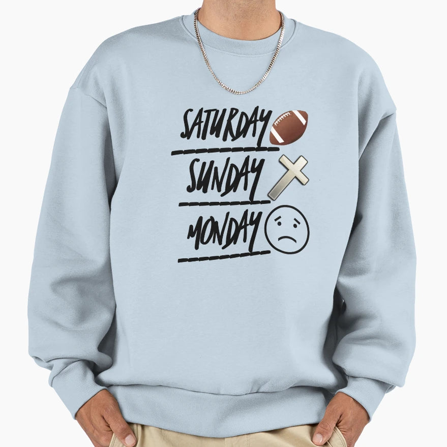 Saturday Football Sunday Church Sweatshirt - Minimalist Print Men Women - T-Shirt, Sweatshirt, Hoodie