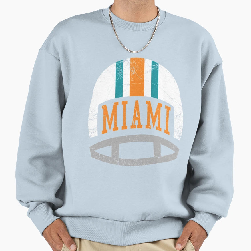 Miami Helmet Aqua Sweatshirt - Streetwear Style for Adults - T-Shirt, Sweatshirt, Hoodie
