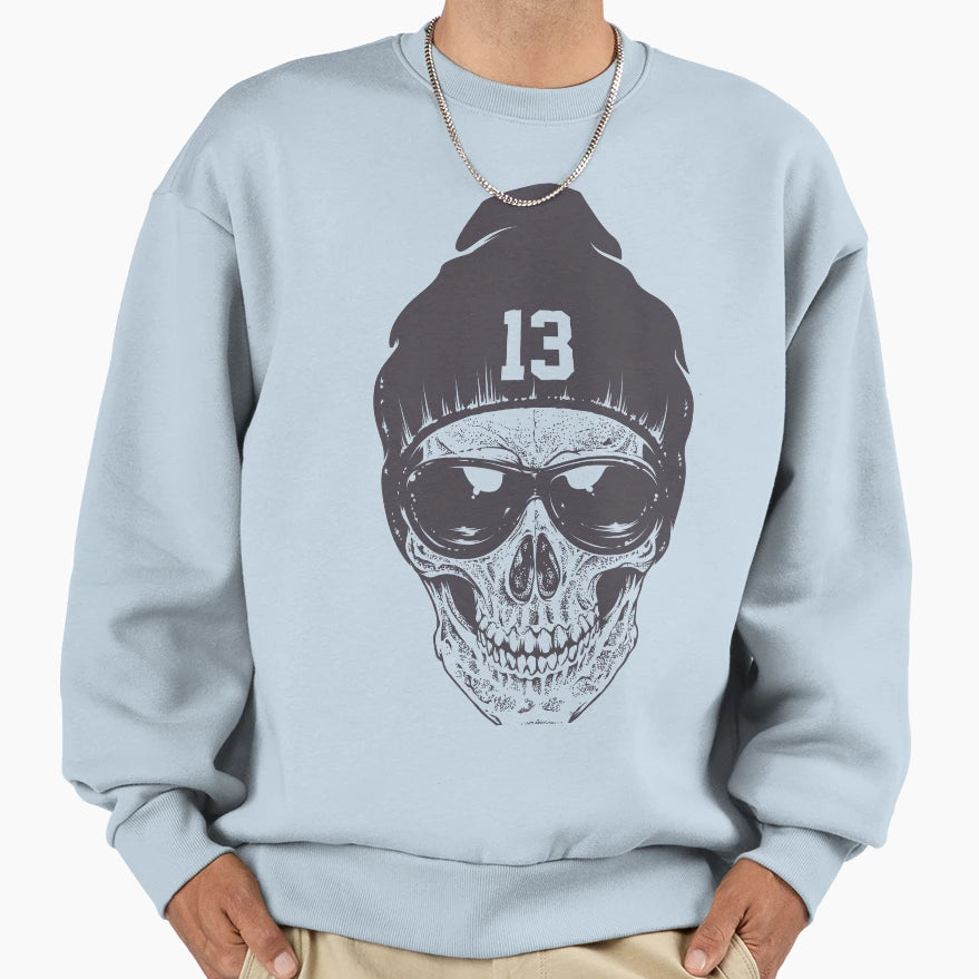 Skull No 13 Sweatshirt - Minimalist Print Men Women - T-Shirt, Sweatshirt, Hoodie