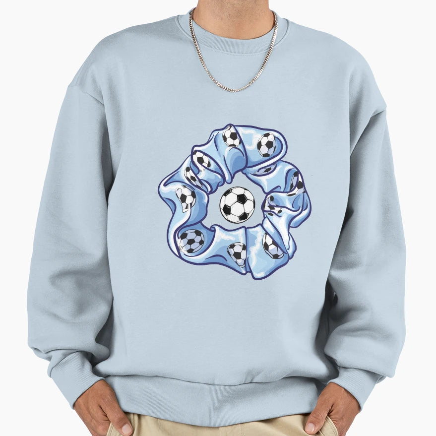 Soccer Ball Pattern Scrunchie Sweatshirt - Casual Everyday Wear Men Women - T-Shirt, Sweatshirt, Hoodie