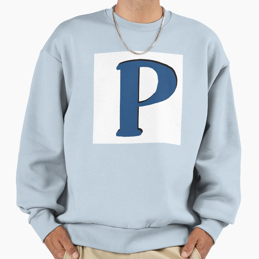 Letter P Blue Initial Sweatshirt - Casual Everyday Wear for Adults - T-Shirt, Sweatshirt, Hoodie