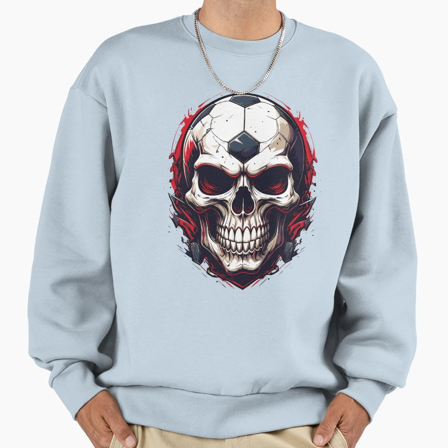 Football Skull Dark Soccer Sweatshirt - Aesthetic Graphic Unisex - T-Shirt, Sweatshirt, Hoodie