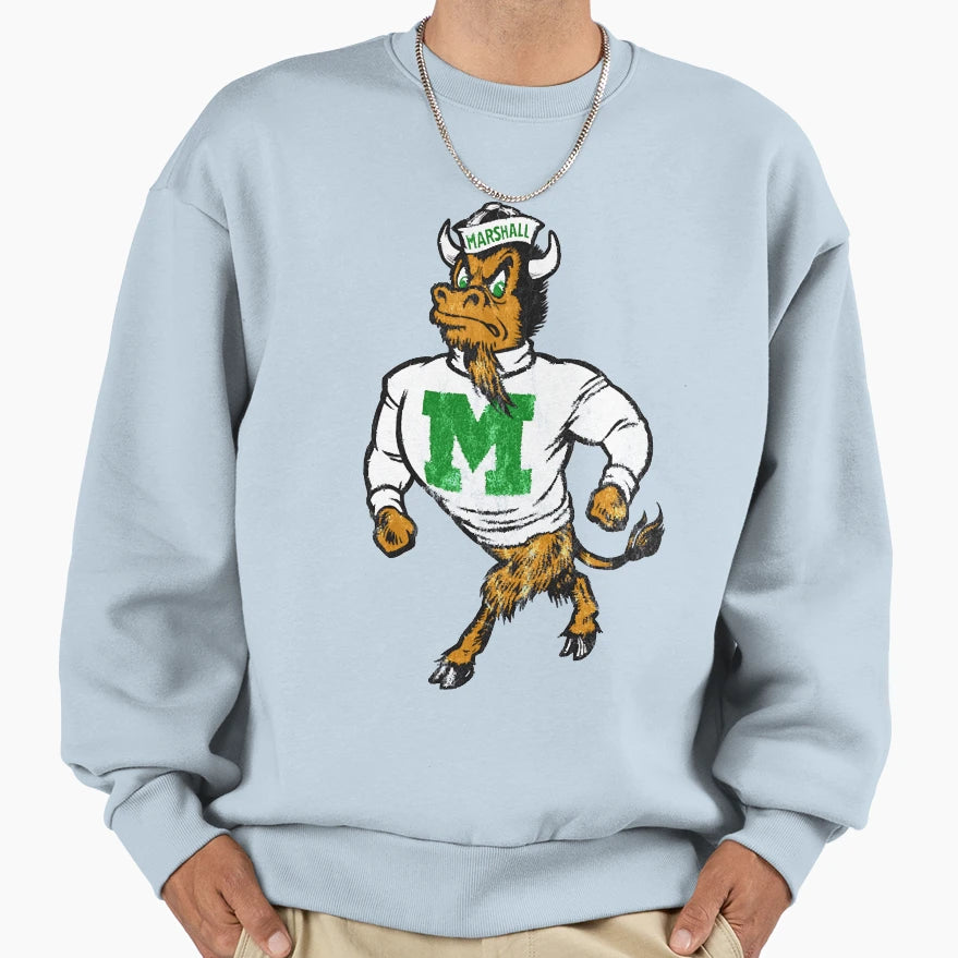 Marshall U Mascot Logo Distressed Sweatshirt - Unique Graphic Unisex - T-Shirt, Sweatshirt, Hoodie