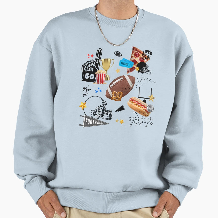 Football Game Day Collage Sweatshirt - Streetwear Style for Adults - T-Shirt, Sweatshirt, Hoodie