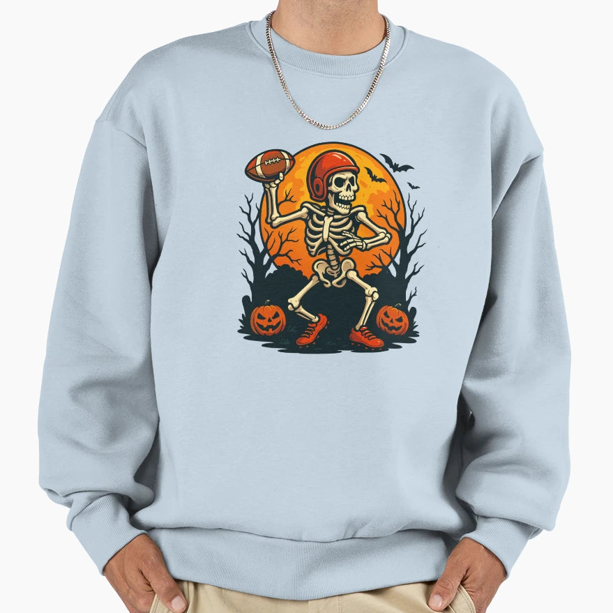 Quarterback Skeleton Halloween Football Sweatshirt - Unique Graphic Unisex - T-Shirt, Sweatshirt, Hoodie