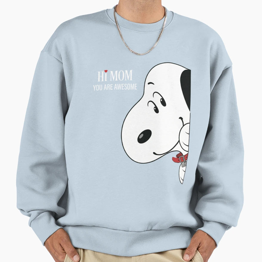 Hi Mom You Are Awesome Peeking Sweatshirt - Fun Novelty Design for Adults - T-Shirt, Sweatshirt, Hoodie