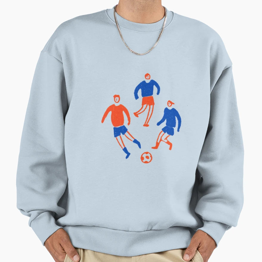 Football Playing Drawing Sweatshirt - Aesthetic Graphic for Adults - T-Shirt, Sweatshirt, Hoodie