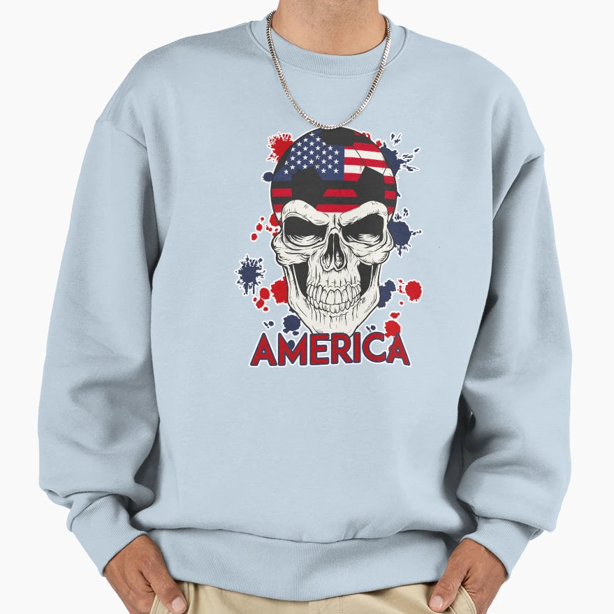 Usa Soccer Skull American Soccer Sweatshirt - Unique Graphic for Adults - T-Shirt, Sweatshirt, Hoodie
