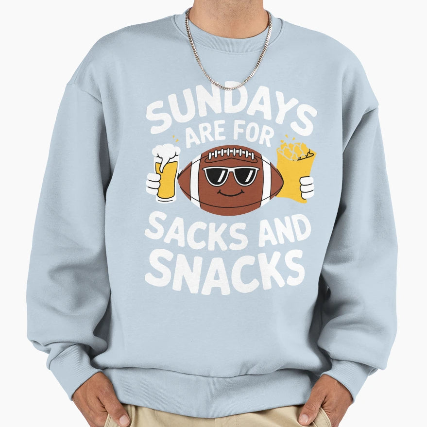 Sundays Are Sacks And Snacks Sweatshirt - Trendy Graphic Unisex - T-Shirt, Sweatshirt, Hoodie