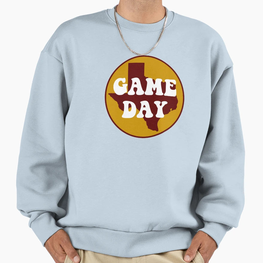Maroon And Gold Texas Game Day Sweatshirt - Aesthetic Graphic for Adults - T-Shirt, Sweatshirt, Hoodie