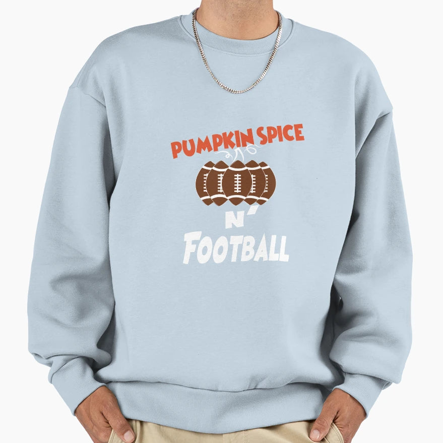 Pumpkin Spice N Football Sweatshirt - Graphic Print for Adults - T-Shirt, Sweatshirt, Hoodie