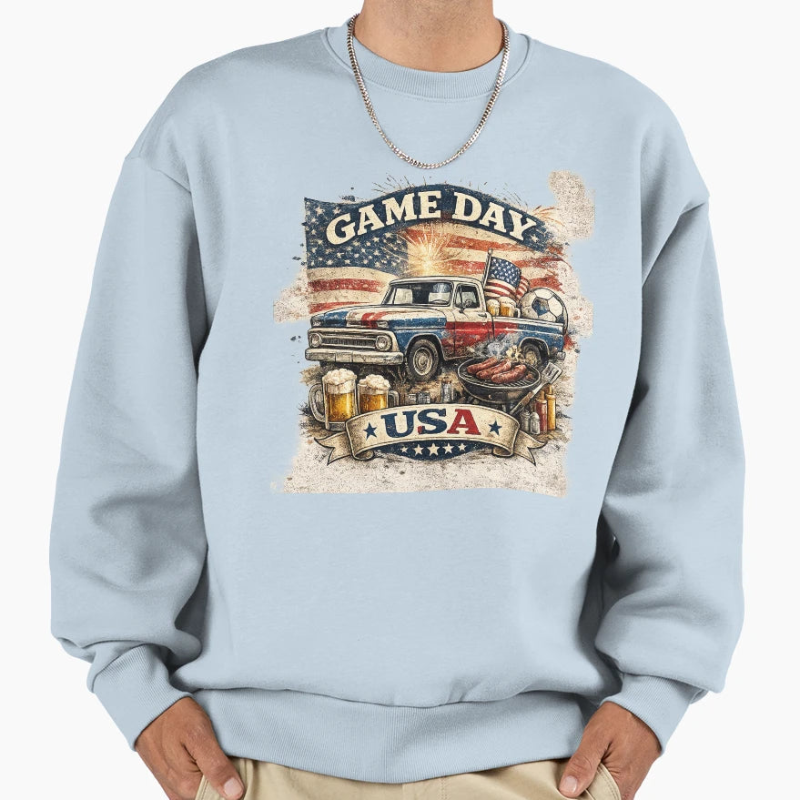 Game Day Usa Soccer Patriotic T-Shirt - Custom Art Print for Adults - T-Shirt, Sweatshirt, Hoodie