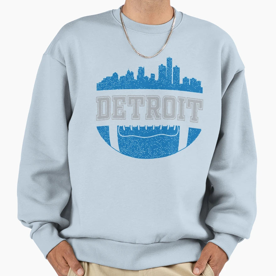 Lions Football Fan Detroit Skyline Sweatshirt - Custom Art Print for Adults - T-Shirt, Sweatshirt, Hoodie