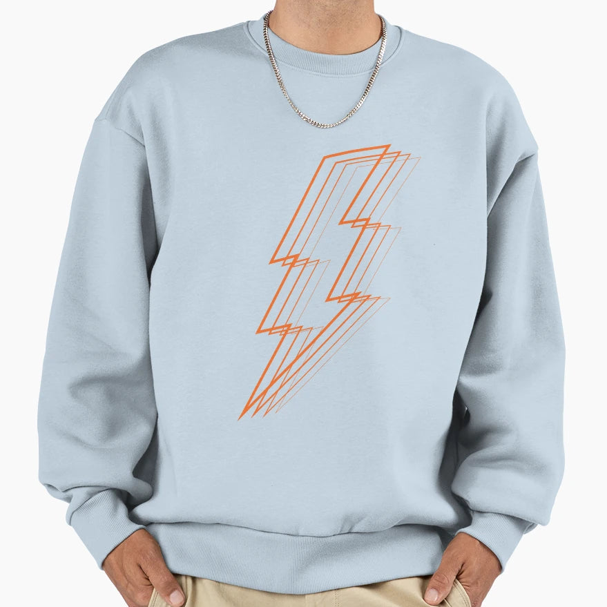 Orange Lightening Bolt Sweatshirt - Graphic Print Men Women - T-Shirt, Sweatshirt, Hoodie