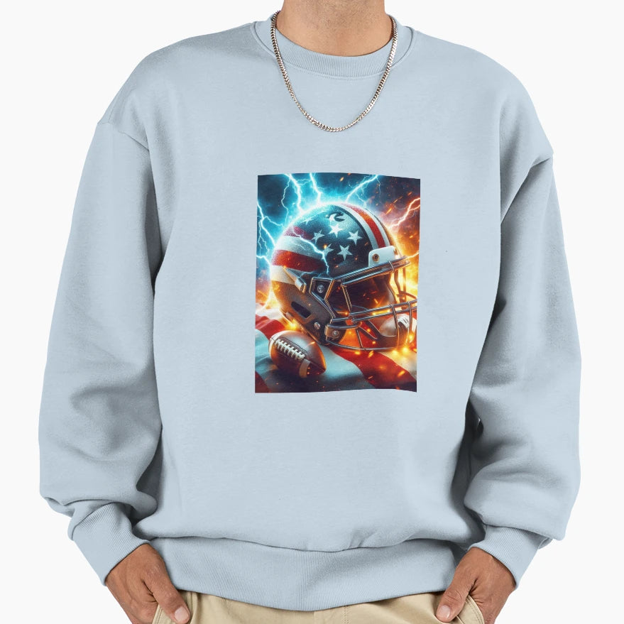 Electric Gridiron Fiery American Sweatshirt - Graphic Print for Adults - T-Shirt, Sweatshirt, Hoodie