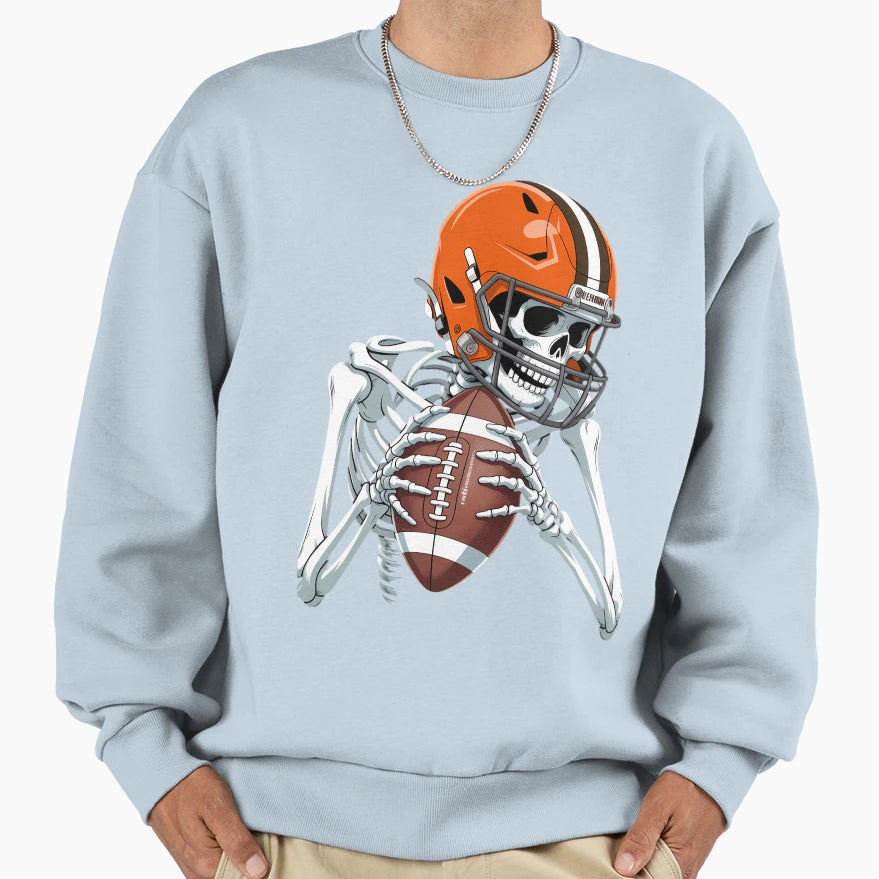 Skeleton Football Halloween Funny Sweatshirt - Minimalist Print for Adults - T-Shirt, Sweatshirt, Hoodie