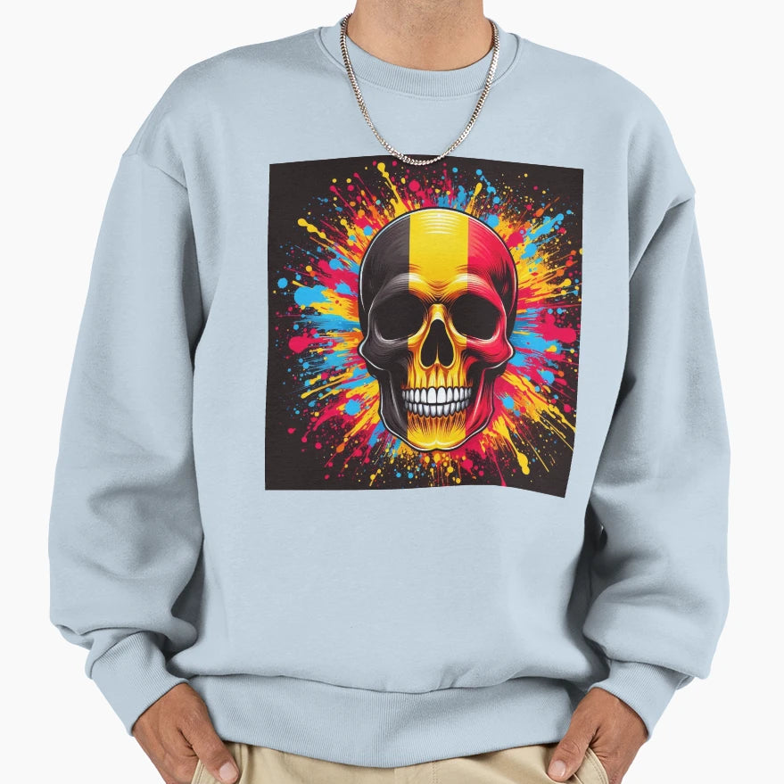Belgium Skull Sweatshirt - Casual Everyday Wear Unisex - T-Shirt, Sweatshirt, Hoodie