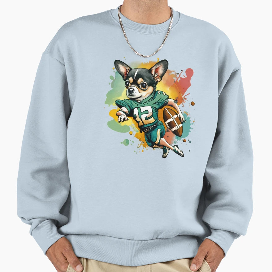 Chihuahua Dog Playing American Sweatshirt - Custom Art Print Unisex - T-Shirt, Sweatshirt, Hoodie
