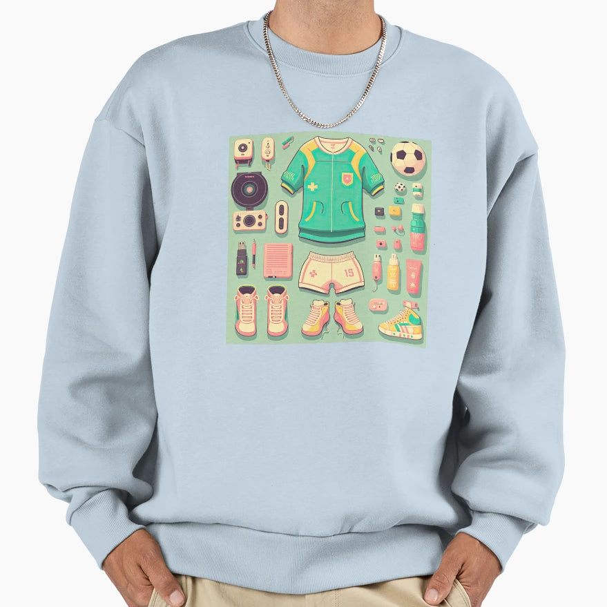 Football Patterns And Accessories Sweatshirt - Unique Graphic Unisex - T-Shirt, Sweatshirt, Hoodie