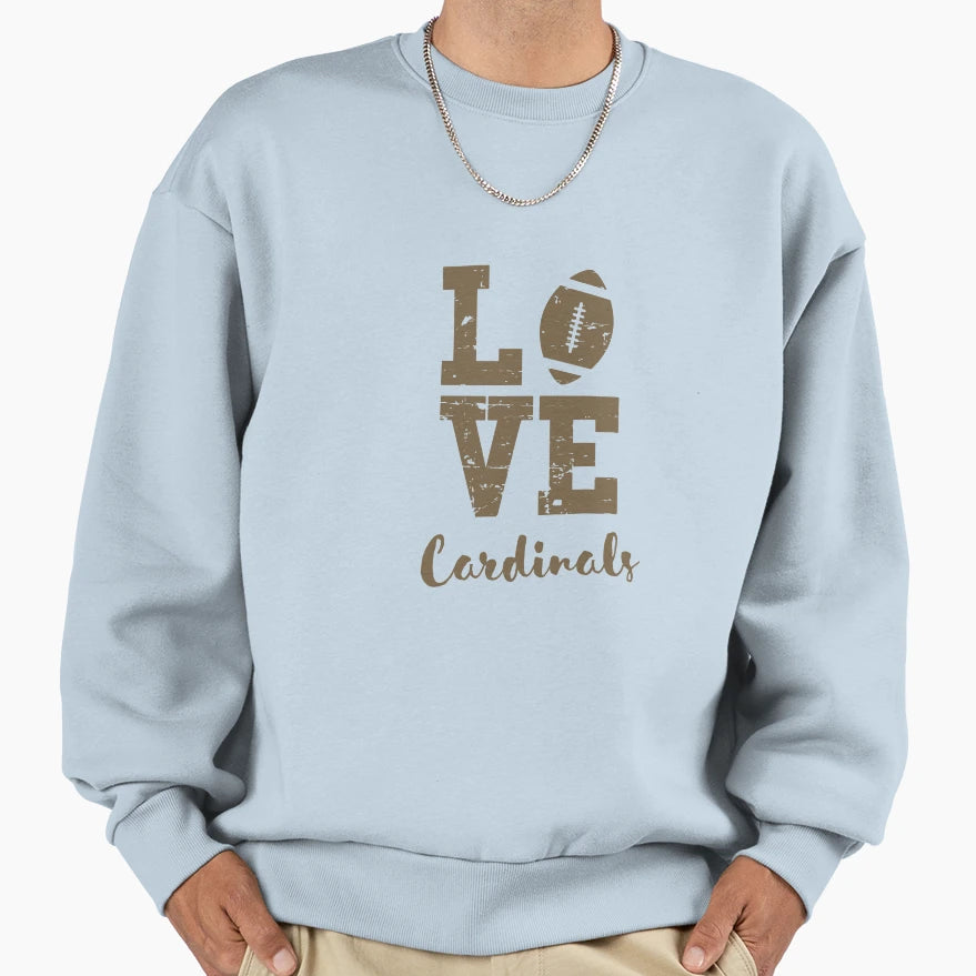 Gold Color Football Love Cardinals Sweatshirt - Trendy Graphic Men Women - T-Shirt, Sweatshirt, Hoodie