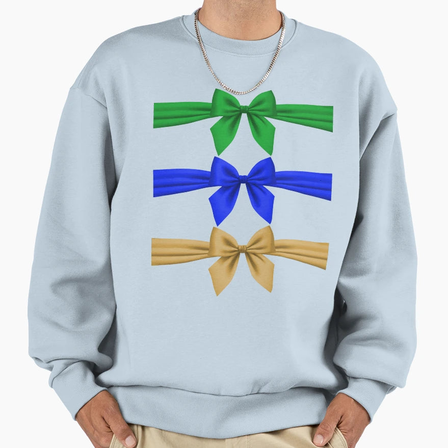 Green Blue Gold Satin Bow Set Sweatshirt - Graphic Print Men Women - T-Shirt, Sweatshirt, Hoodie