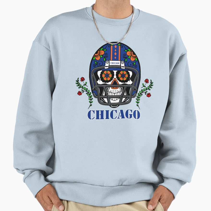 Chicago Football Helmet Sugar Sweatshirt - Fun Novelty Design Men Women - T-Shirt, Sweatshirt, Hoodie