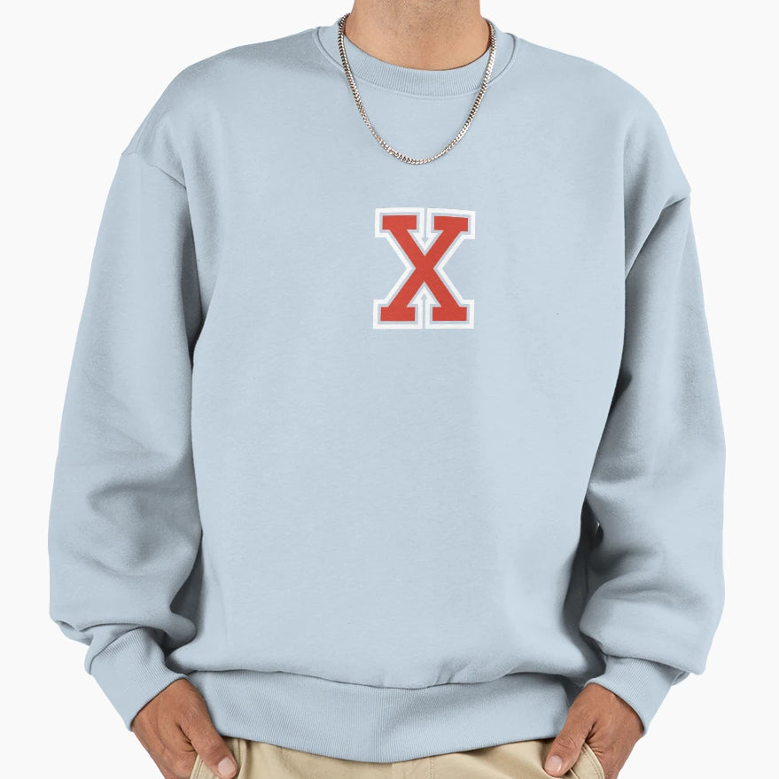 Letter X Initial X Varsity Red Sweatshirt - Custom Art Print for Adults - T-Shirt, Sweatshirt, Hoodie
