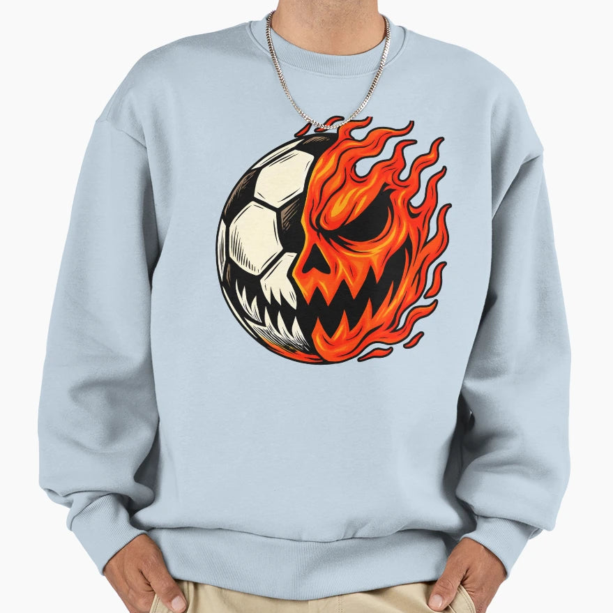 Halloween Soccer Ball Pumpkin Flame Sweatshirt - Novelty Apparel Unisex - T-Shirt, Sweatshirt, Hoodie